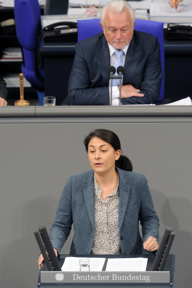 Polat, Filiz; Kubicki, Wolfgang Filiz Polat, Bündnis 90/Die Grünen, Bundestagsabgeordnete, Abgeordnete, Mitglied Deutscher Bundestag, MdB, Rede, 3. Sitzung, TOP 13, Thema:  Entwurf eines Einwanderungsgesetzes, Vorsitz: Bundestagsvizepräsident Wolfgang Kubicki, FDP.; Rednerpult.