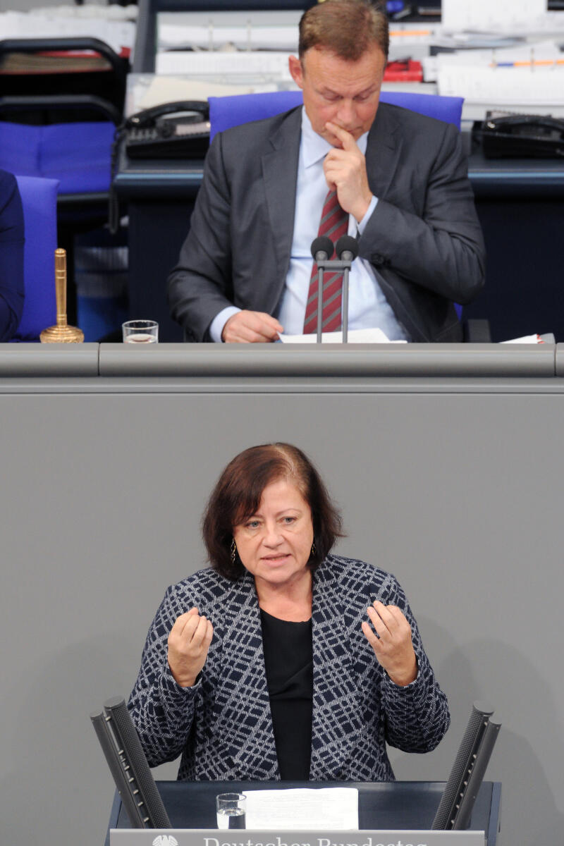 Kofler, Bärbel; Oppermann, Thomas Bärbel Kofler, SPD, Bundestagsabgeordnete, Abgeordnete, Mitglied Deutscher Bundestag, MdB, Rede, 2. Sitzung, Top 5, Thema: Bundeswehreinsatz in Dafur (UNAMID), Vorsitz: Bundestagsvizepräsident Thomas Oppermann, SPD.; Rednerpult.