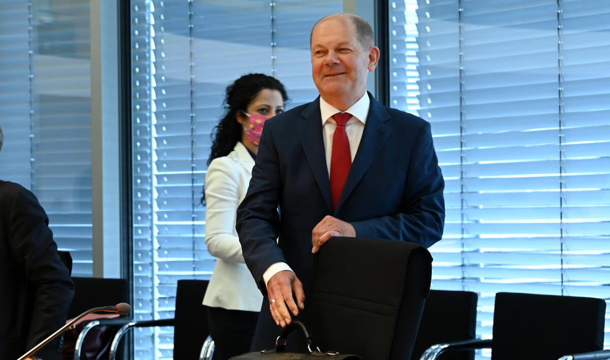 Scholz, Olaf Sondersitzung des Ausschusses des Deutschen Bundestages für Finanzen, 89. Sitzung, Thema: Aktueller Sachstand zu den Vorkommnissen bei der Wirecard AG, zu der der Bundesminister der Finanzen, Olaf Scholz (hier im Bild), SPD, geladen ist.