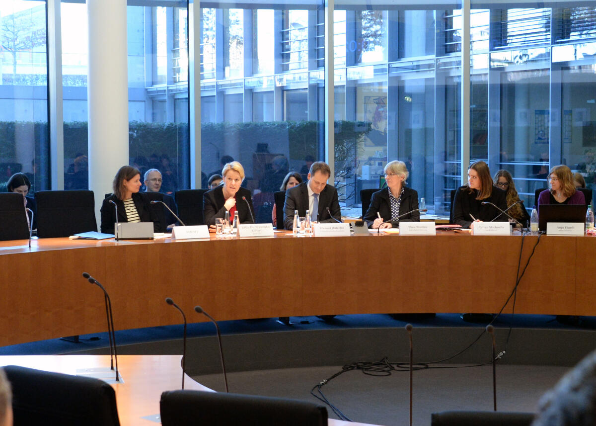 Manuel Höferlin, (3.v.li), FDP, leitet als Vorsitzender des Deutschen Bundestages Digitale Agenda, eine Ausschusssitzung, an der die Bundesministerin für Familie, Senioren, Frauen und Jugend, Dr. Franziska Giffey, (2.v.li), SPD, teilnimmt.; Übersicht. Höferlin, Manuel; Giffey, Franziska Manuel Höferlin, (3.v.li), FDP, leitet als Vorsitzender des Deutschen Bundestages Digitale Agenda, eine Ausschusssitzung, an der die Bundesministerin für Familie, Senioren, Frauen und Jugend, Dr. Franziska Giffey, (2.v.li), SPD, teilnimmt.; Übersicht.