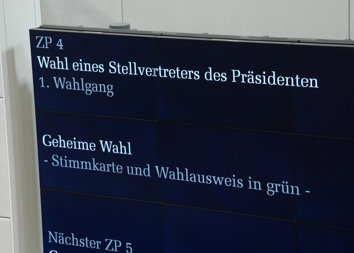  Wahl eines Stellvertreters des Präsidenten des Deutschen Bundestages, 1. Wahlgang, Geheime Wahl. Gerold Otten, AfD, steht zur Wahl. Deutscher Bundestag, 95. Sitzung, ZP 4.; Videowand.
