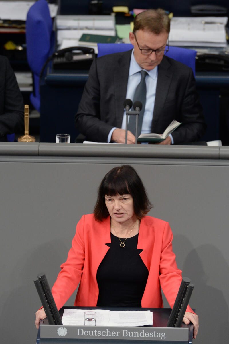 Arndt-Brauer, Ingrid; Oppermann, Thomas Ingrid Arndt-Brauer, SPD, Bundestagsabgeordnete, Abgeordnete, Mitglied Deutscher Bundestag, MdB, Rede, 71. Sitzung, Top 6, Thema: Kinderweihnachtsgeld, Vorsitz: Bundestagsvizepräsident Thomas Oppermann, SPD.; Rednerpult.
