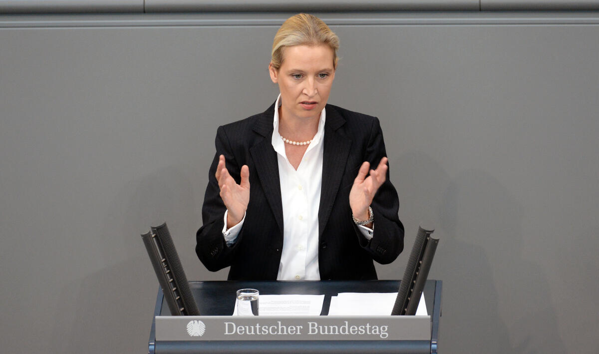 Weidel, Alice Dr. Alice Weidel, AfD, MdB eröffnet die Generaldebatte zum Einzelplan 04.