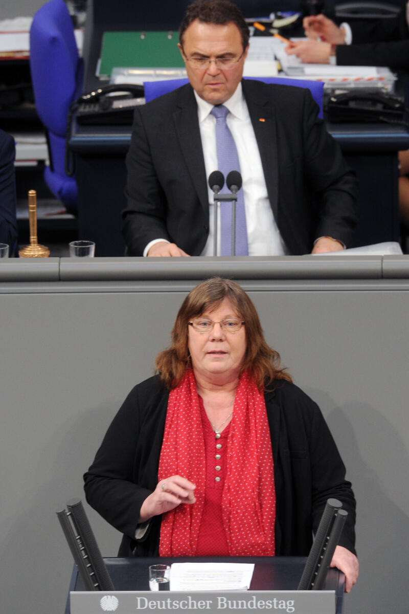 Zimmermann, Pia; Friedrich, Hans-Peter Pia Zimmermann, DIE LINKE, Bundestagsabgeordnete, Abgeordnete, Mitglied Deutscher Bundestag, MdB, Rede, 8. Sitzung, Top 14, Thema: Personalerhöhung in der Alten- und Krankenpflege, Vorsitz: Bundestagsvizepräsident Dr. Hans-Peter Friedrich, CDU/CSU.; Rednerpult.