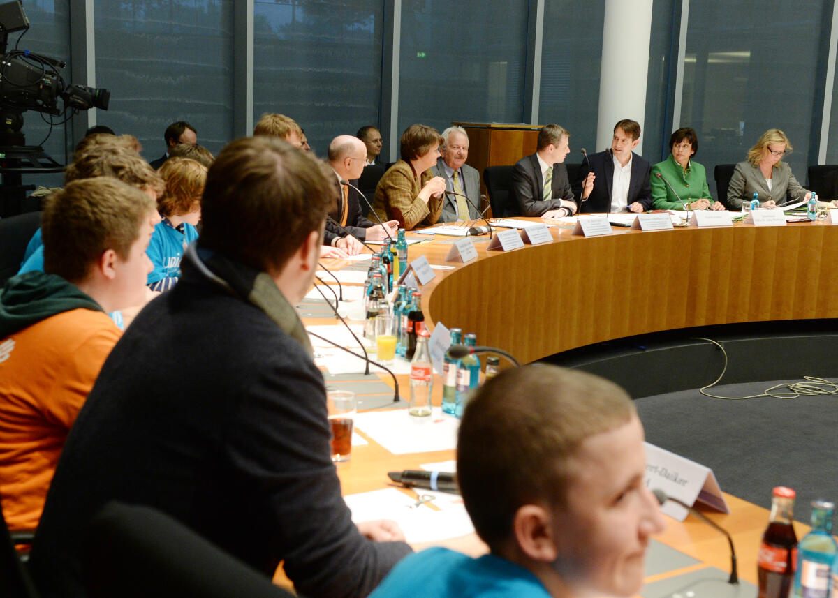  Der Parlamentarische Beirat für nachhaltige Entwicklung hat unter der Leitung seines Vorsitzenden Andreas Jung, CDU/CSU, eine Sitzung mit Beteiligung von Kindern vom KiKA-Kinder-Nachhatigkeitstag u. a. zum Thema Schokofair.; Übersicht.