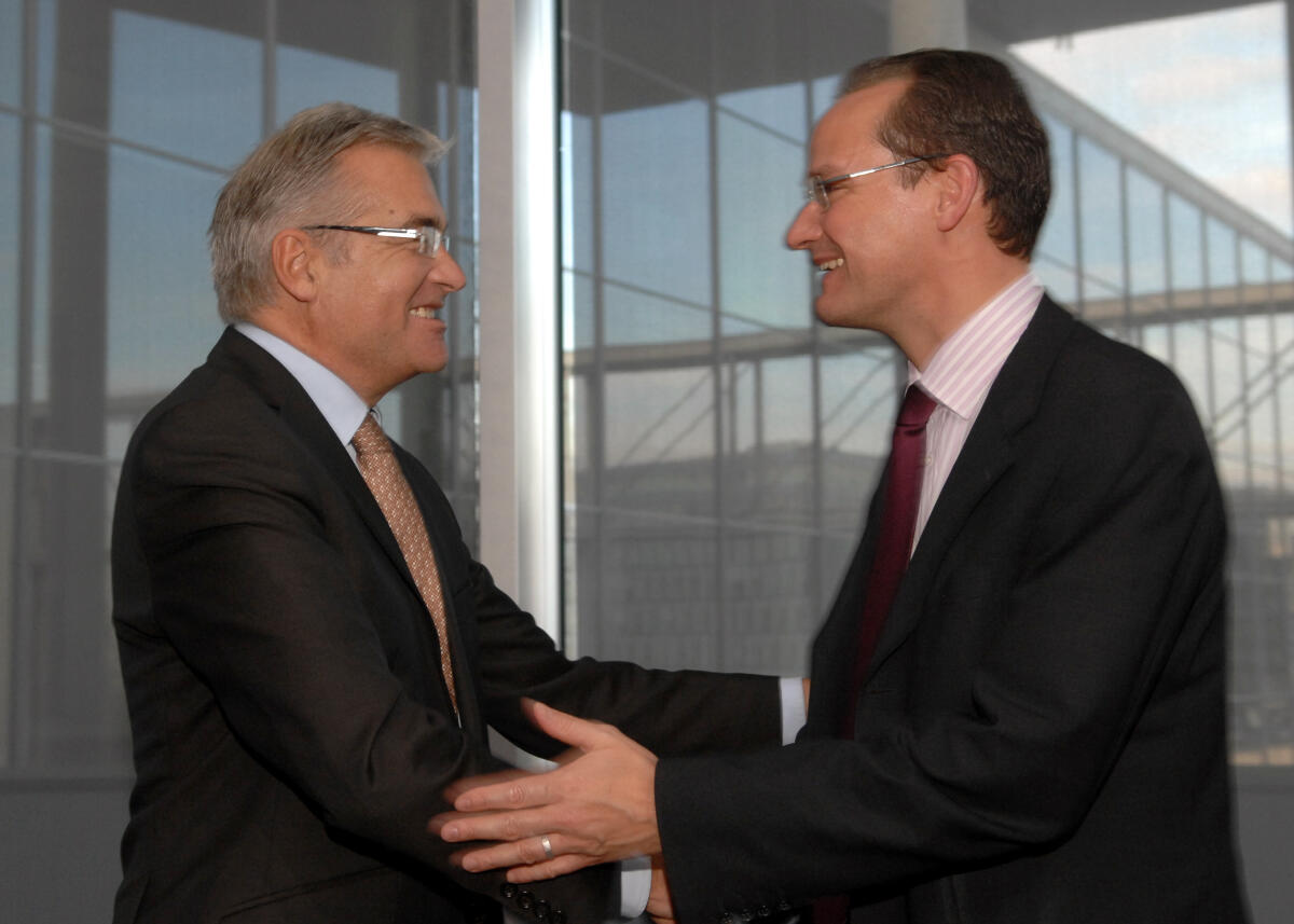 Mosar, Laurent; Krichbaum, Gunther Der Vorsitzende des Ausschusses für die Angelegenheiten der Europäischen Union, Gunter Krichbaum, MdB, CDU/CSU, (Bild: rechts) mit dem Luxemburgischen Parlamentspräsidenten Laurent Mosar.