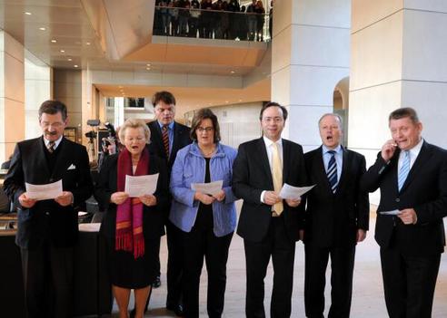 Solms, Hermann Otto; Grübel, Markus; Dyckmans, Mechthild; Griese, Kerstin; Meinhardt, Patrick; Weiß, Peter; Gröhe, Hermann Reichstagsgebäude, Westlobby