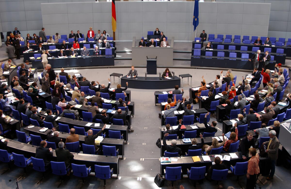  Handabstimmung im Bundestag.