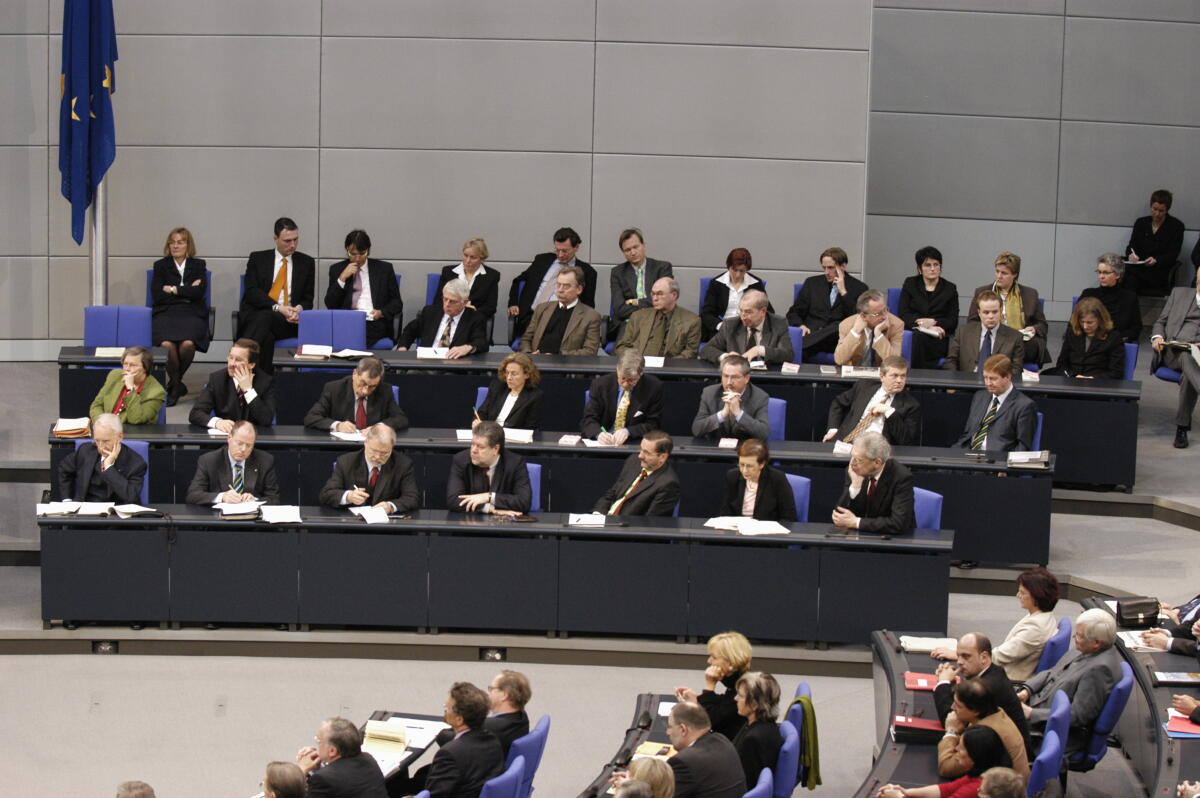  Blick auf die Bundesratsbank im Plenum.