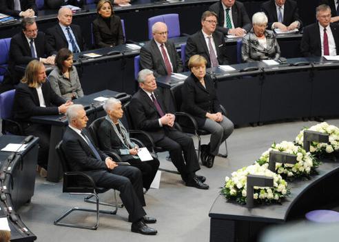 Klüger, Ruth; Merkel, Angela; Gauck, Joachim; Tillich, Stanislaw Reichstagsgebäude, Plenarsaal