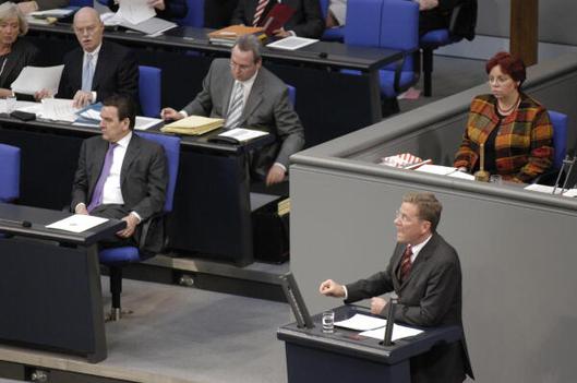 Westerwelle, Guido; Schröder, Gerhard; Struck, Peter Reichstagsgebäude, Plenarsaal
