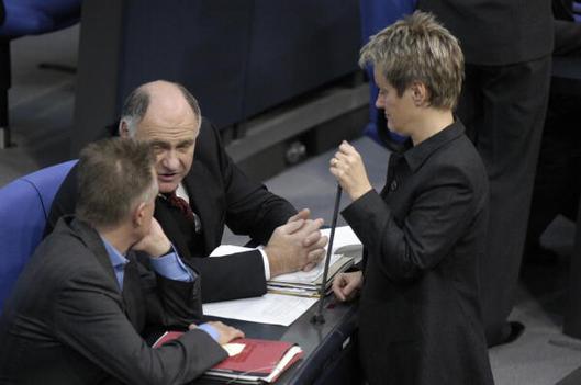 Kuhn, Fritz; Künast, Renate; Schlauch, Rezzo Reichstagsgebäude, Plenarsaal