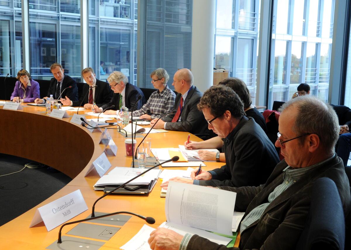  Der Ausschuss des Deutschen Bundestages für Ernährung, Landwirtschaft und Verbarucherschutz, hat unter der Leitung des Vorsitzenden Hans-Michael Goldmann, (4.v.li), FDP, ein Berichterstattergepräch mit Vertretern von Greenpeace e. V. und dem BfR.; Übersicht.