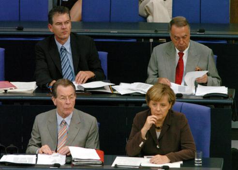 Müller, Gerd; Neumann, Bernd; Müntefering, Franz; Merkel, Angela Reichstagsgebäude, Plenarsaal