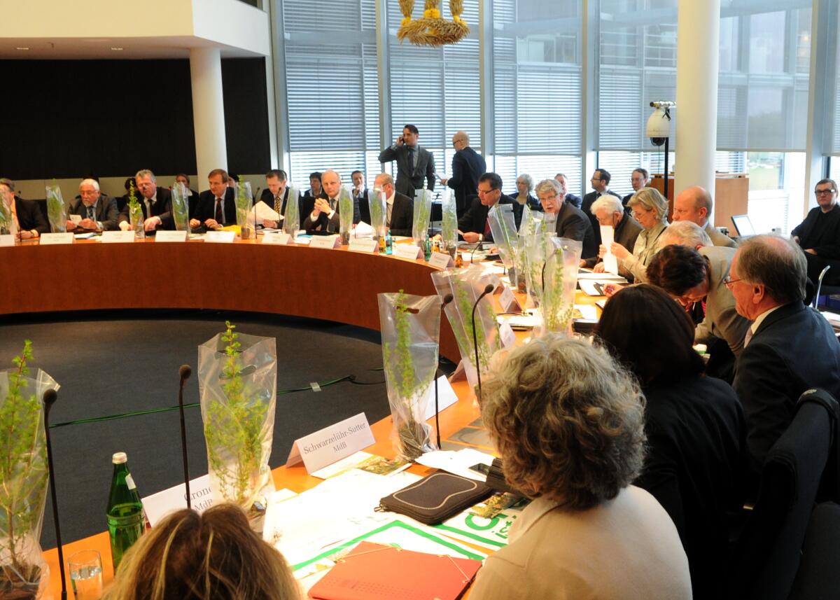 Während der 69. Sitzung des Ausschusses des Deutschen Bundestages für Ernährung , Landwirtschaft und Verbraucherschutz, überreicht die deutsche Baumkönigin Isabella Zindler den Baum des Jahres, die Lerche, an den Vorsitzenden des Ausschusses, Hans-Michael Goldmann, FDP. Weitere Gäste sind zahlreiche Mitglieder des Bundes Deutscher Baumschulen.; Übersicht. Während der 69. Sitzung des Ausschusses des Deutschen Bundestages für Ernährung , Landwirtschaft und Verbraucherschutz, überreicht die deutsche Baumkönigin Isabella Zindler den Baum des Jahres, die Lerche, an den Vorsitzenden des Ausschusses, Hans-Michael Goldmann, FDP. Weitere Gäste sind zahlreiche Mitglieder des Bundes Deutscher Baumschulen.; Übersicht.