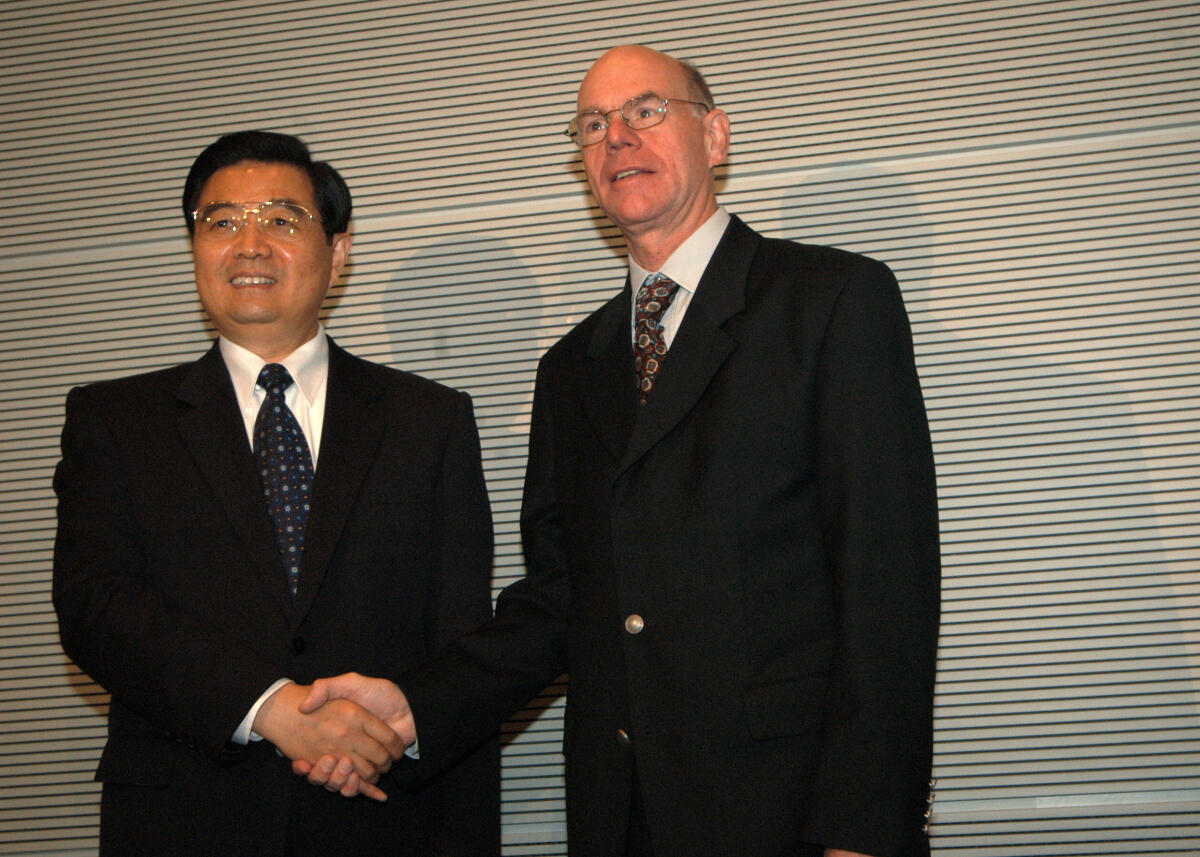 Hu Jintao; Lammert, Norbert Bundestagspräsident Dr. Norbert Lammert, CDU/CSU, (re.), empfängt den chinesischen Staatspräsidenten Hu Jintao (li).