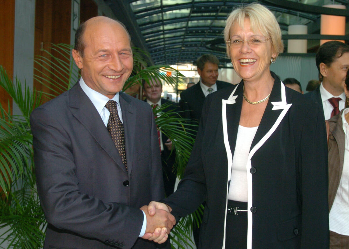 Kastner, Susanne; Basescu, Traian Bundestagsvizepräsidentin Dr. h. c. Susanne Kastner, SPD, empfängt den Präsidenten von Rumänien, Traian Basescu im Radisson SAS.