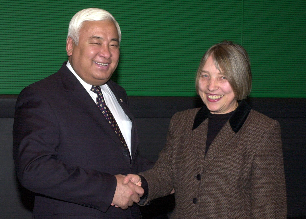Tumur-Ochir, Sukhbat; Vollmer, Antje Bundestagsvizepräsidentin Dr.  Antje Vollmer, Bündnis90/Die Grünen,  empfängt den Parlamentspräsidenten der Mongolei, Sukhbat Tumur-Ochir