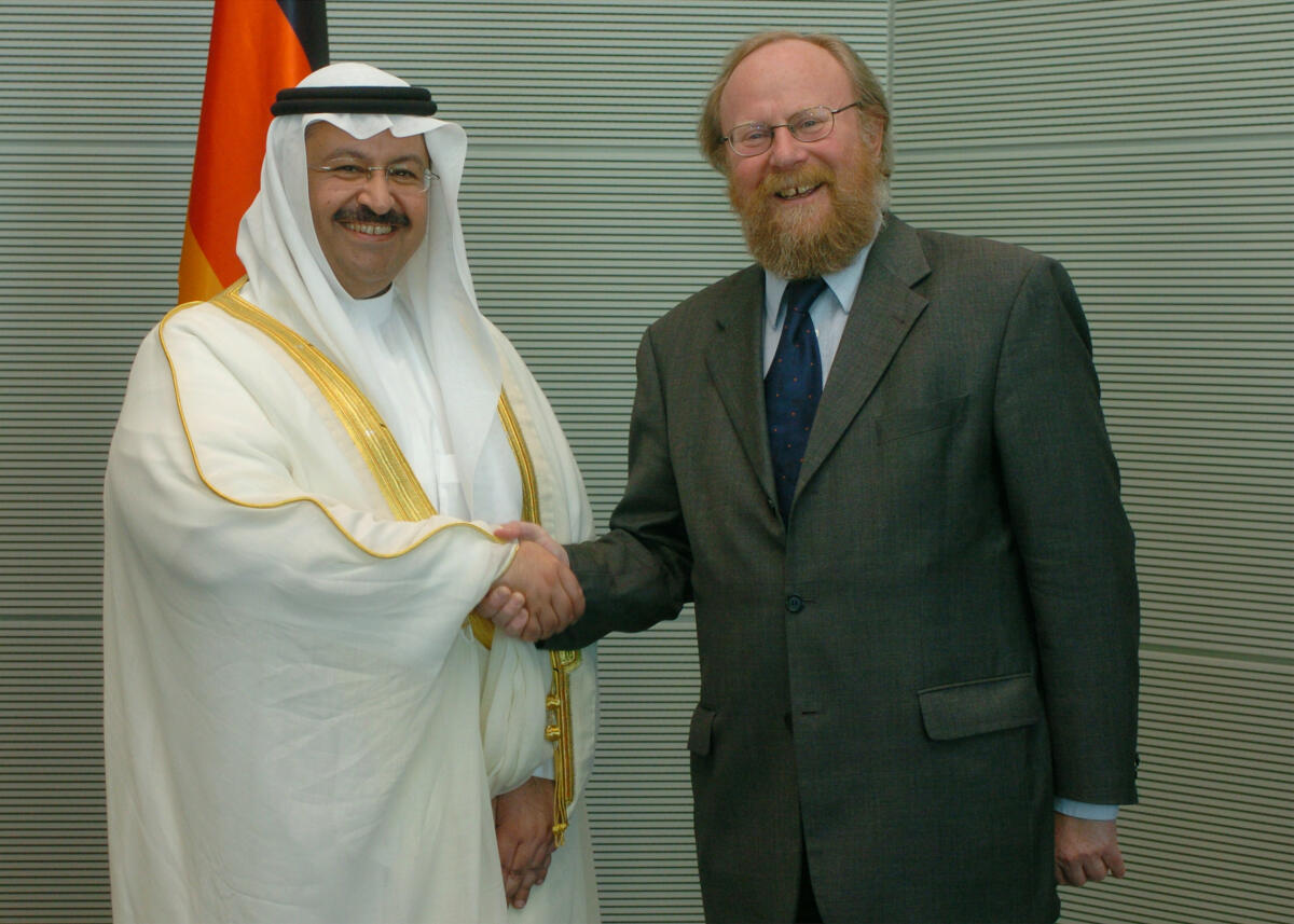 Yawar, Ghasi Maschal Adschil Al-; Thierse, Wolfgang Bundestagspräsident Wolfgang Thierse, SPD, empfängt den Präsidenten der Republik Irak, Scheich Ghasi Maschal Adschil Al-Yawar.