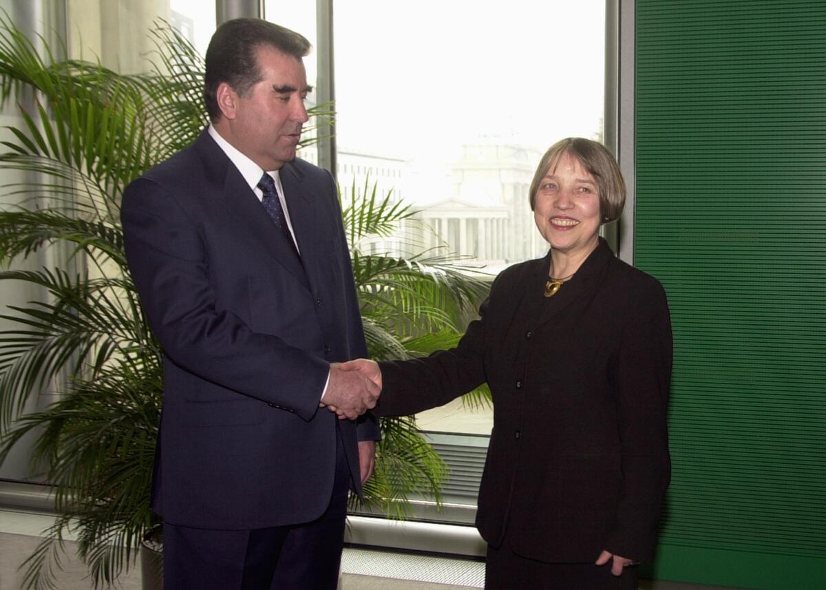 Rachmonow, Emomali Scharipowitsch; Vollmer, Antje Bundestagsvizepräsidentin Dr. Antje Vollmer, B90/Die Grünen, empfängt den Präsidenten der Republik Tadschikistan, Emomali Scharipowitsch Rachmonow