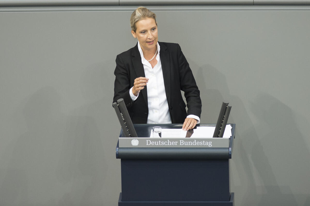 Weidel, Alice Dr. Alice Weidel, AfD, als erste Rednerin bei der Generalaussprache der Haushaltsdebatte