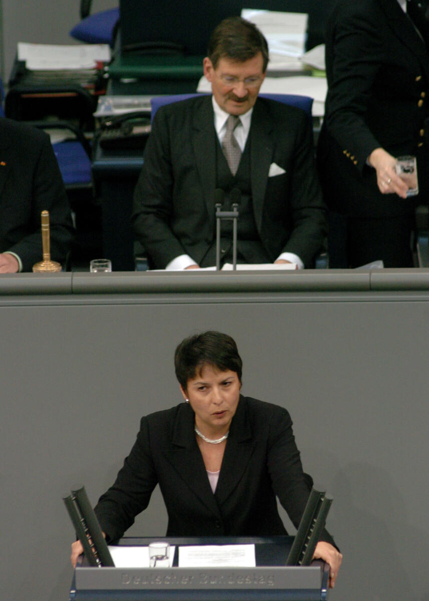 Lips, Patricia; Solms, Hermann Otto Patricia Lips, CDU/CSU, Bundestagsabgeordnete, Abgeordnete, Mitglied des Deutschen Bundestages, MdB, Rede, Deutscher Bundestag, 82. Sitzung, ZP 4 bis 12, Top 9, Thema: Klimaschutz, Kfz-Steuer. Vorsitz: Bundestagsvizepräsident Dr. Hermann Otto Solms, FDP.; Rednerpult.