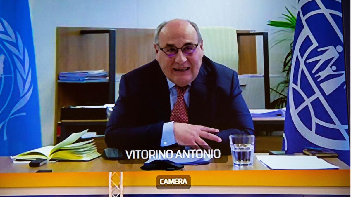 Vitorino, António Prof. Dr. António Vitorino, Generaldirektor der Internationalen Organisation für Migration, im Gespräch mit Kollegen und Kolleginnen während der Hochrangigen Konferenz zu Migration und Asyl in Europa. Diese Konferenz fand, Corona bedingt, als Videokonferenz statt.