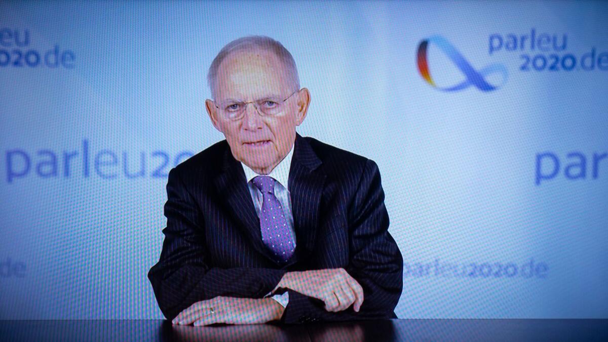 Dr. Wolfgang Schäuble, Präsident des Deutschen Bundestages, während seiner Begrüßungsrede zum Treffen der Generalsekretärinnen und Generalsekretäre. Schäuble, Wolfgang Dr. Wolfgang Schäuble, Präsident des Deutschen Bundestages, während seiner Begrüßungsrede zum Treffen der Generalsekretärinnen und Generalsekretäre.