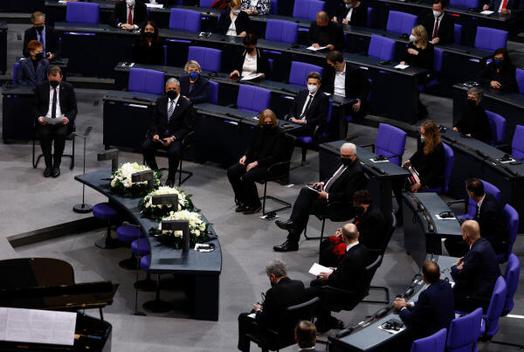 Steinmeier, Frank-Walter; Bas, Bärbel; Scholz, Olaf; Harbarth, Stephan; Ramelow, Bodo; Auerbacher, Inge; Levy, Mickey Reichstagsgebäude, Plenarsaal