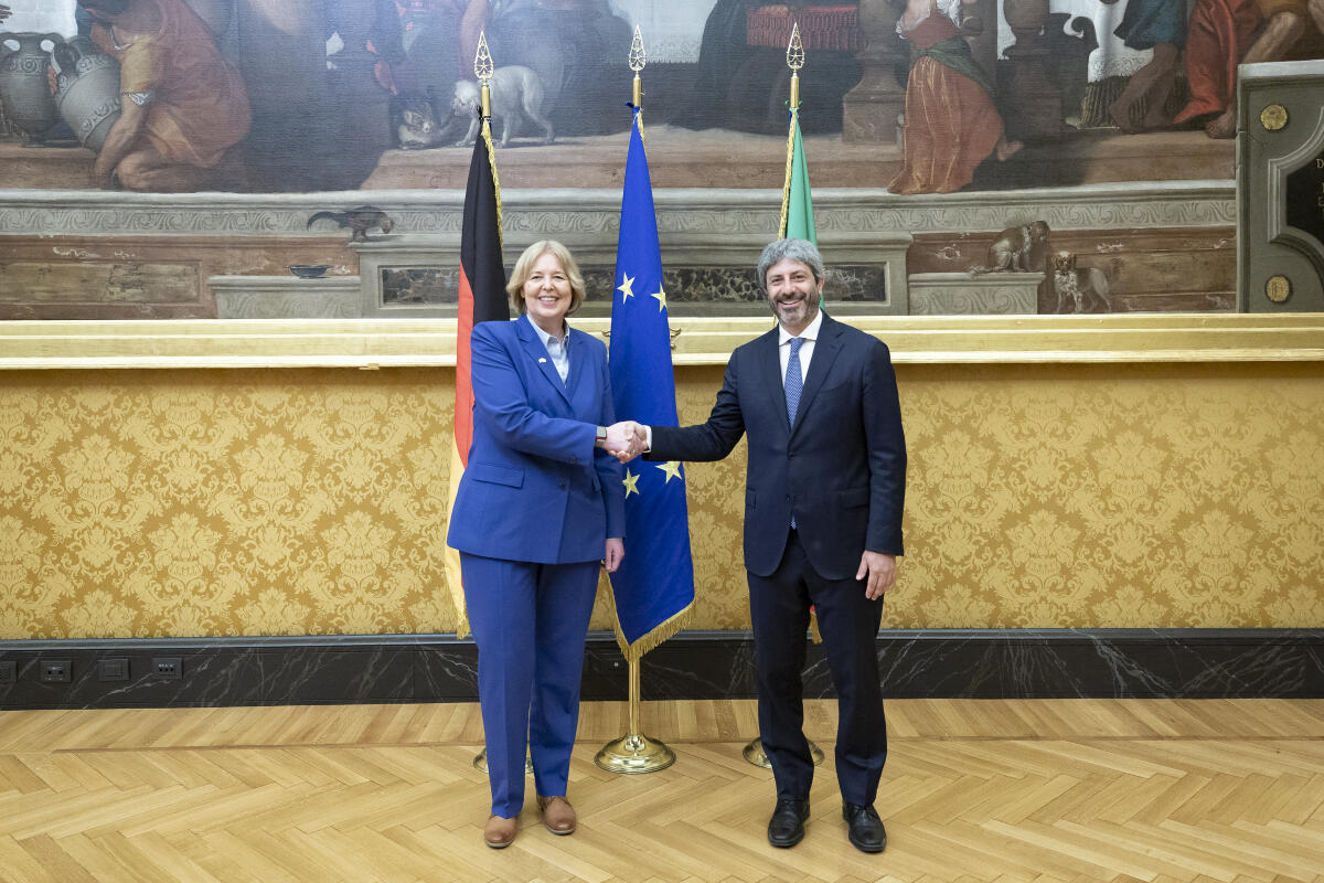 Bas, Bärbel; Fico, Roberto Bundestagspräsidentin Bärbel Bas (l), SPD, MdB, reist zum Antrittsbesuch nach Rom. Hier mit dem Präsidenten der italienischen Abgeordnetenkammer, Roberto Fico (r).