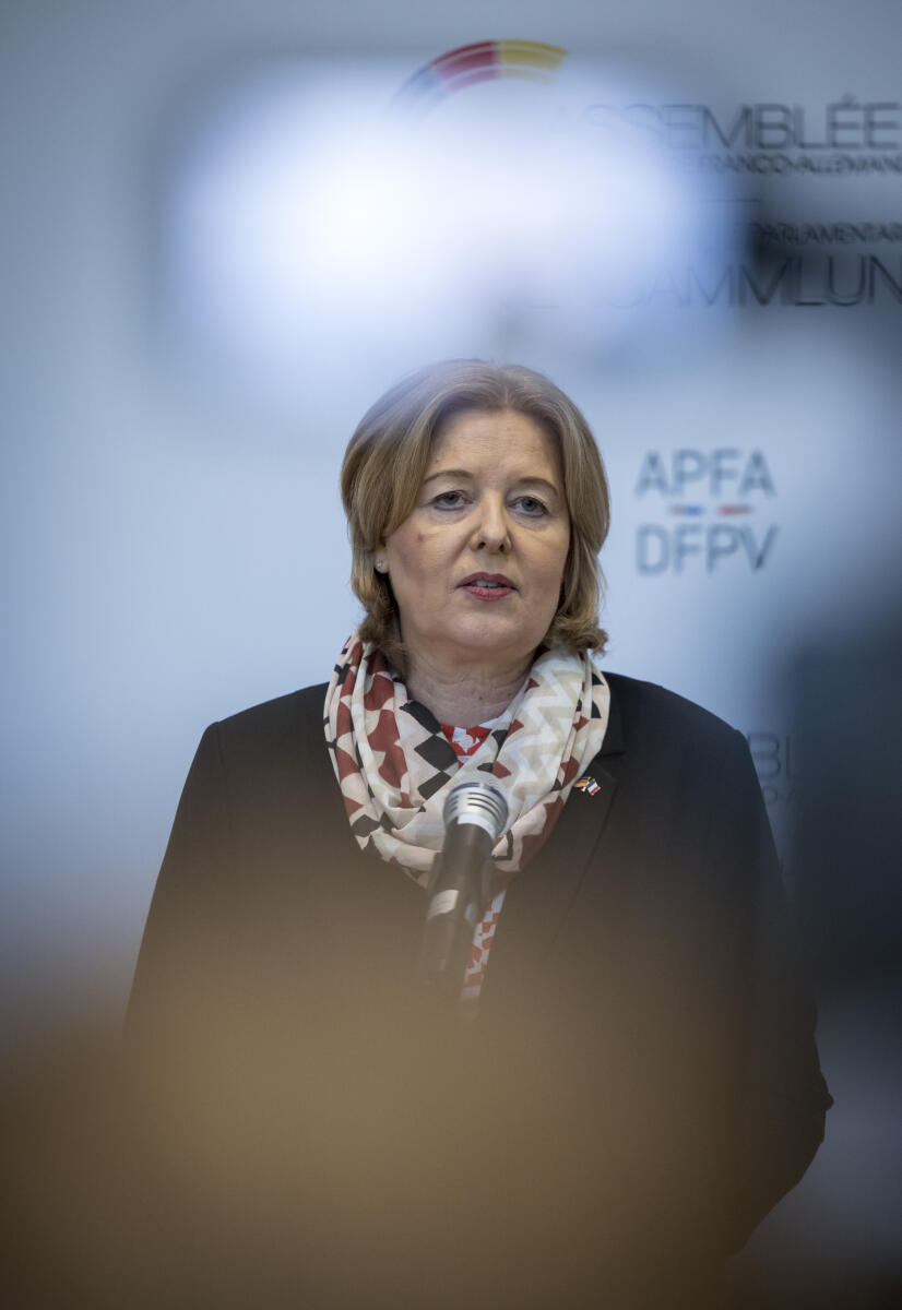 8. Sitzung der Deutsch-Französischen Parlamentarischen Versammlung (DFPV). Hier Bundestagspräsidentin Bärbel Bas (im Bild), SPD, MdB, und die Präsidentin der französischen Assemblée nationale, Yaёl Braun-Pivet, bei der Pressekonferenz. Bas, Bärbel 8. Sitzung der Deutsch-Französischen Parlamentarischen Versammlung (DFPV). Hier Bundestagspräsidentin Bärbel Bas (im Bild), SPD, MdB, und die Präsidentin der französischen Assemblée nationale, Yaёl Braun-Pivet, bei der Pressekonferenz.