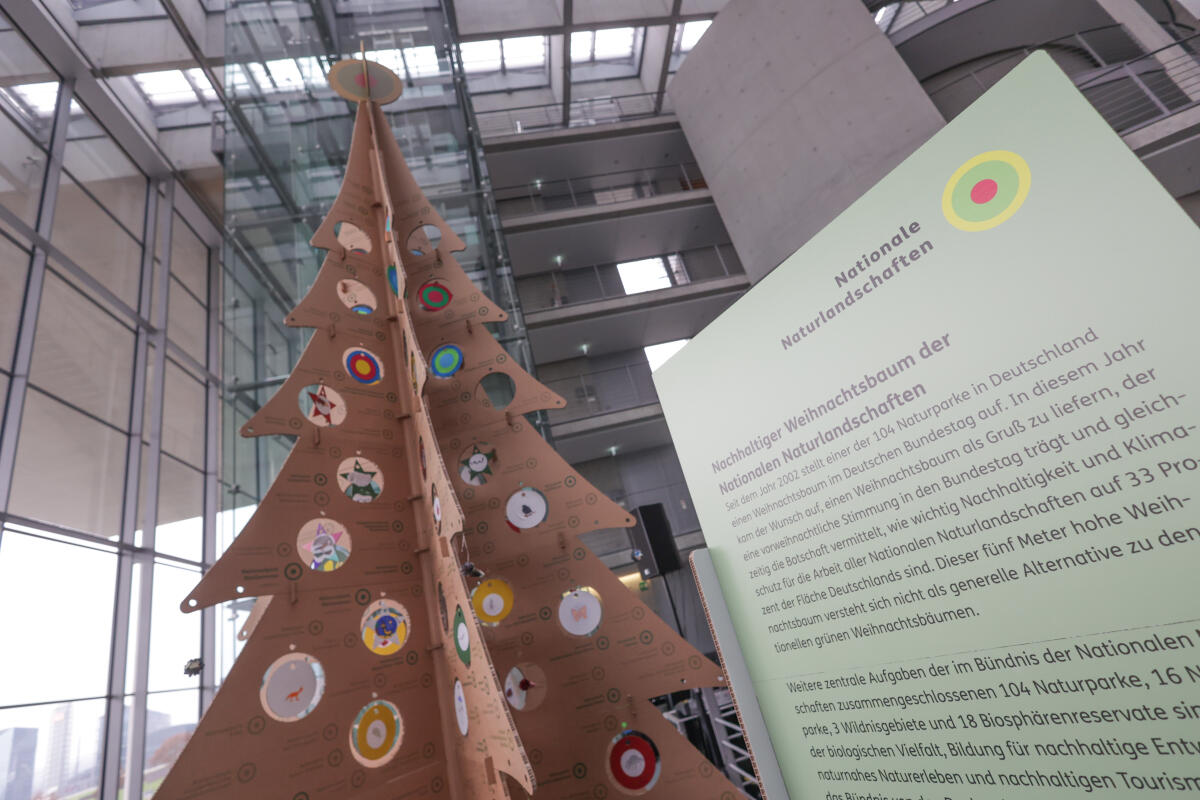 Bundestagsvizepräsidentin Petra Pau, Die Linke., MdB, nimmt den Weihnachtsbaum des Verbandes Deutscher Naturparke e.V. entgegen. Bundestagsvizepräsidentin Petra Pau, Die Linke., MdB, nimmt den Weihnachtsbaum des Verbandes Deutscher Naturparke e.V. entgegen.