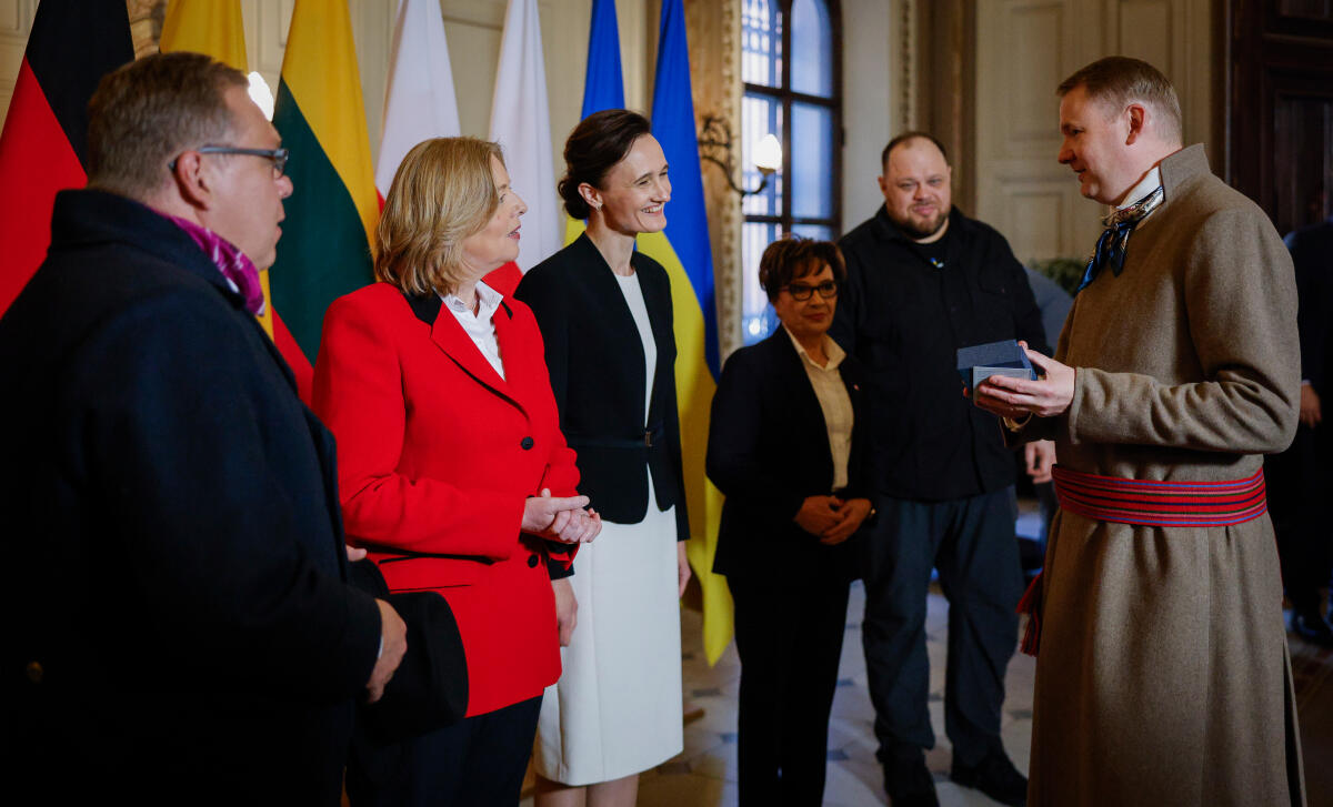 Bundestagspräsidentin Bärbel Bas, SPD, MdB, reist nach Riga (Lettland), Georgien und in die Republik Moldau. Hier Empfang auf Einladung des Präsidenten der Saeima der Republik Lettland, Edvards Smiltēns, zu Ehren der fünf Parlamentspräsidentinnen und Parlamentspräsidenten. Bas, Bärbel Bundestagspräsidentin Bärbel Bas, SPD, MdB, reist nach Riga (Lettland), Georgien und in die Republik Moldau. Hier Empfang auf Einladung des Präsidenten der Saeima der Republik Lettland, Edvards Smiltēns, zu Ehren der fünf Parlamentspräsidentinnen und Parlamentspräsidenten.