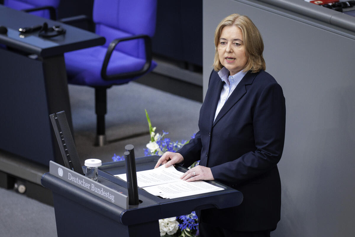 Bundestagspräsidentin Bärbel Bas (im Bild), SPD, MdB, während ihrer Rede im Rahmen der Jahrestagung der Baltic Sea Parliamentary Conference (BSPC). Bas, Bärbel Bundestagspräsidentin Bärbel Bas (im Bild), SPD, MdB, während ihrer Rede im Rahmen der Jahrestagung der Baltic Sea Parliamentary Conference (BSPC).