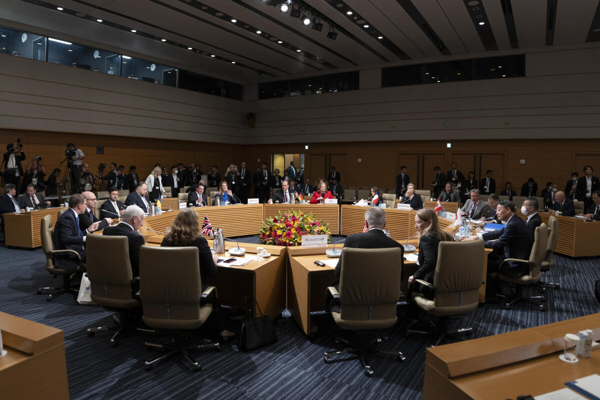 Bundestagspräsidentin Bärbel Bas, SPD, MdB, reist im Rahmen der 21. Konferenz der Präsidentinnen und Präsidenten der Parlamente der G7-Staaten nach Japan. Blick in den Saal während der Konferenz. Bundestagspräsidentin Bärbel Bas, SPD, MdB, reist im Rahmen der 21. Konferenz der Präsidentinnen und Präsidenten der Parlamente der G7-Staaten nach Japan. Blick in den Saal während der Konferenz.