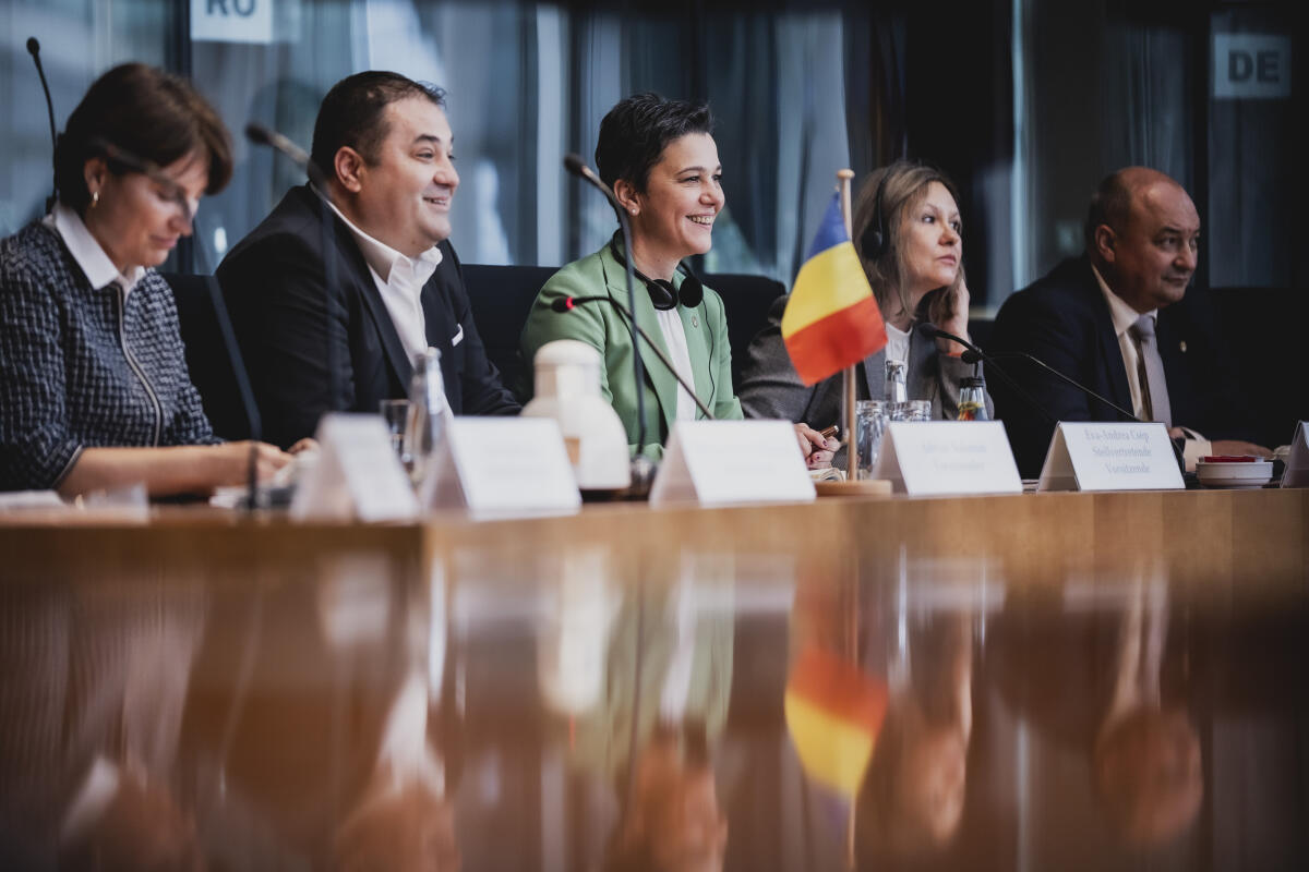 Die rumänische Abgeordnetenkammer zu Gast im Ausschuss für Arbeit und Soziales.; Im Bild: Vorsitzender der rumänischen Abgeordnetenkammer Adrian Solomon (2vl), PSD; Stellv. Vorsitzende der rumänischen Abgeordnetenkammer Eva-Andrea Csep (3vl), UDMR Die rumänische Abgeordnetenkammer zu Gast im Ausschuss für Arbeit und Soziales.; Im Bild: Vorsitzender der rumänischen Abgeordnetenkammer Adrian Solomon (2vl), PSD; Stellv. Vorsitzende der rumänischen Abgeordnetenkammer Eva-Andrea Csep (3vl), UDMR