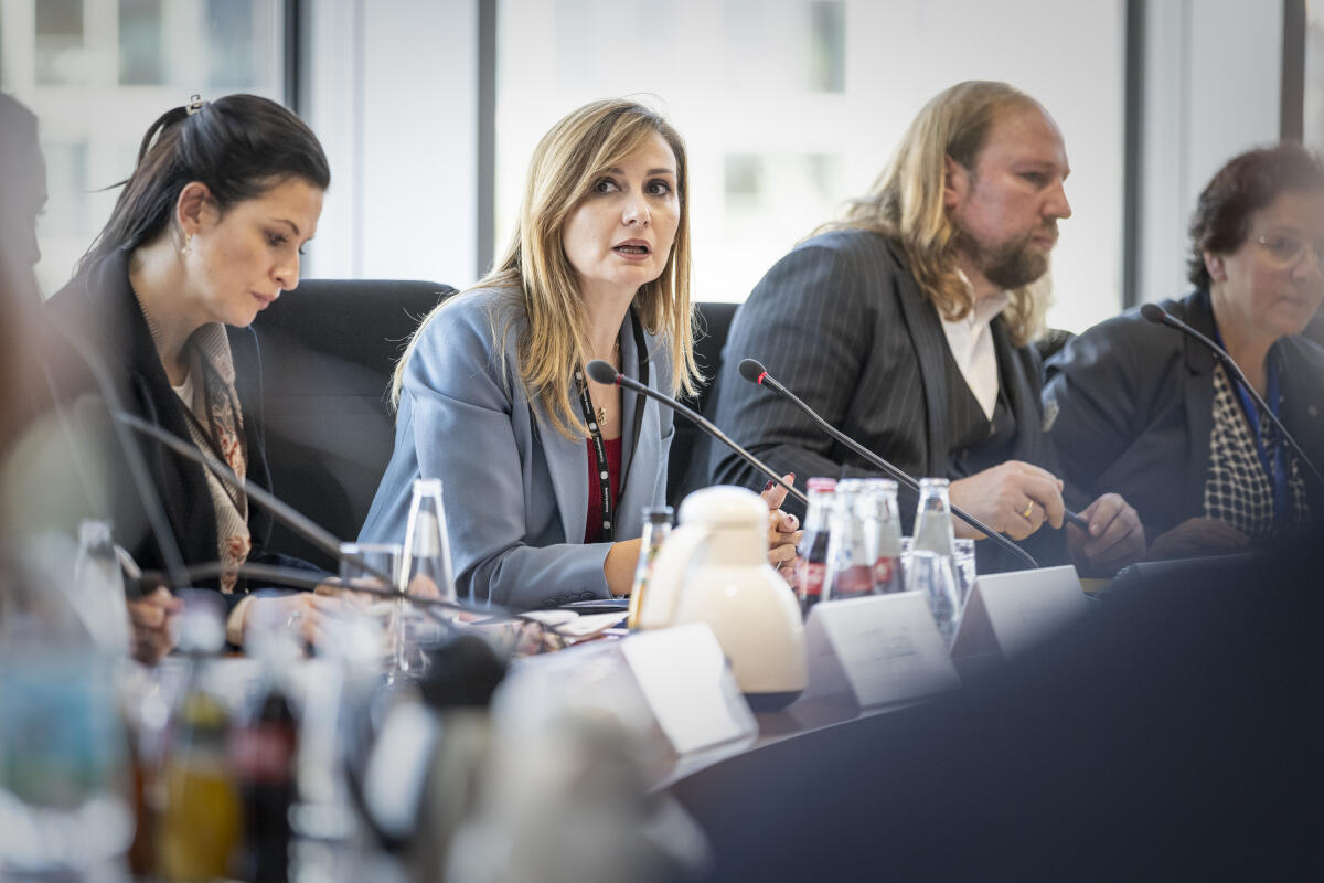 Gemeinsame Sitzung im Rahmen der Parlamentarischen Begleitveranstaltung des Ausschusses für die Angelegenheiten der Europäischen Union zum Berliner Prozess mit Abgeordneten aus den Westbalkanstaaten.; Hier: Jorida Tabaku (2vl), Vorsitzender Dr. Anton Hofreiter, Bündnis 90/Die Grünen, MdB (2vr) Hofreiter, Anton Gemeinsame Sitzung im Rahmen der Parlamentarischen Begleitveranstaltung des Ausschusses für die Angelegenheiten der Europäischen Union zum Berliner Prozess mit Abgeordneten aus den Westbalkanstaaten.; Hier: Jorida Tabaku (2vl), Vorsitzender Dr. Anton Hofreiter, Bündnis 90/Die Grünen, MdB (2vr)