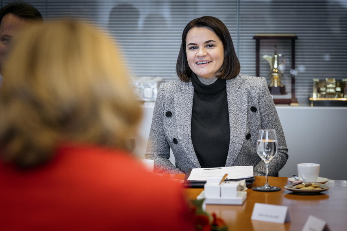 Bas, Bärbel Bundestagspräsidentin Bärbel Bas, SPD, MdB, empfängt Swetlana Tichanowskaja zu einem Gespräch im Bundestag in Berlin.