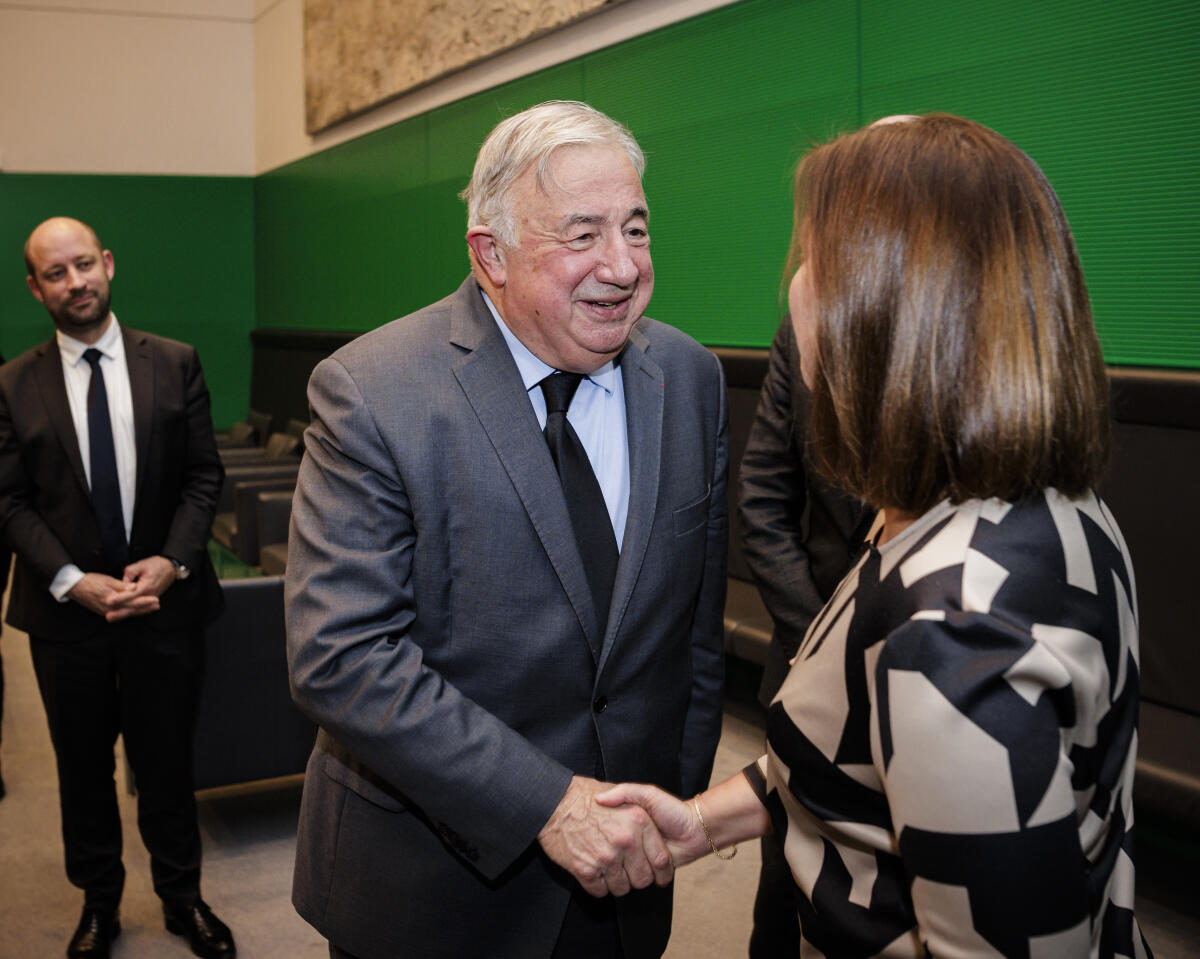 Bundestagsvizepräsidentin Yvonne Magwas, CDU/CSU, MdB, empfängt den Senatspräsidenten der Französischen Republik Gérard Larcher (im Bild) zu einem Gespräch. Bundestagsvizepräsidentin Yvonne Magwas, CDU/CSU, MdB, empfängt den Senatspräsidenten der Französischen Republik Gérard Larcher (im Bild) zu einem Gespräch.
