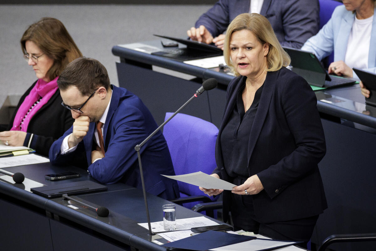 Faeser, Nancy Bundesministerin für Inneres und Heimat, Nancy Faeser (SPD), aufgenommen während der Regierungsbefragung. Berlin, 20.03.2024.