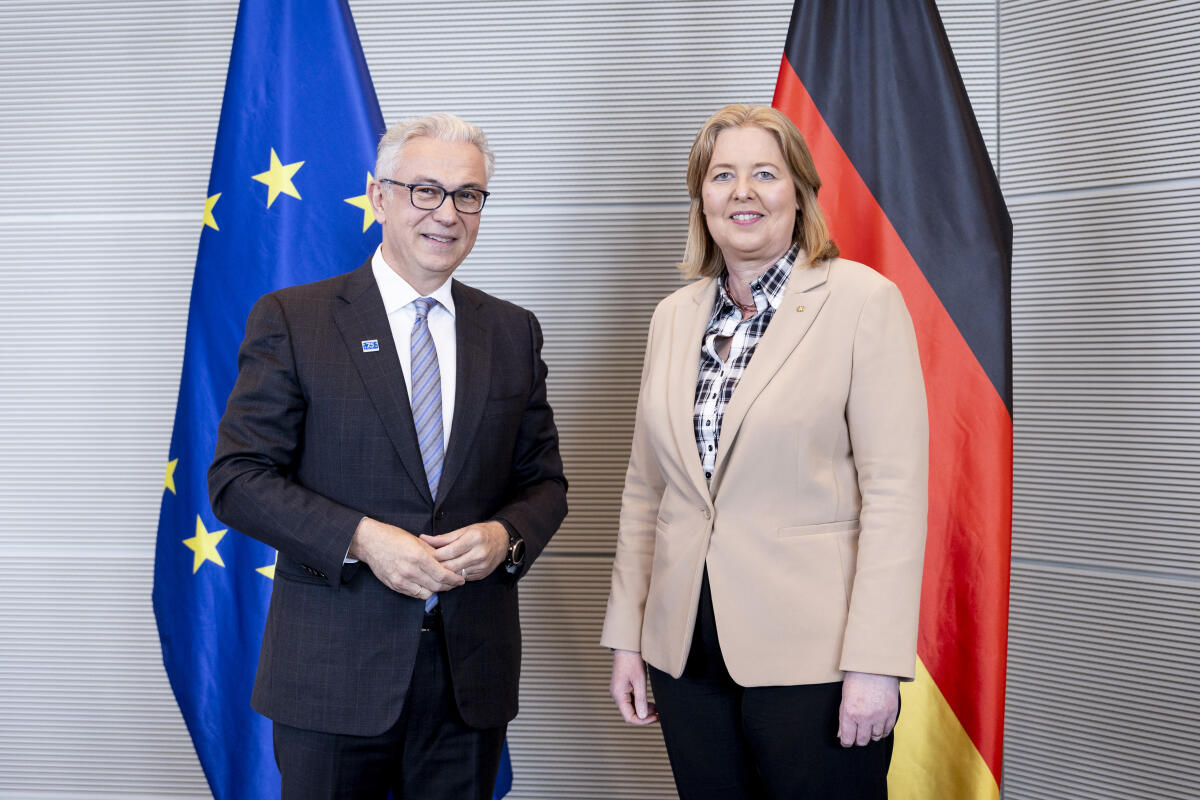 Bas, Bärbel Bundestagspräsidentin Bärbel Bas (r), SPD, MdB, empfängt den Präsidenten der Parlamentarischen Versammlung des Europarates (kurz: PVER), Theodoros Rousopoulos (l), zum Gespräch.