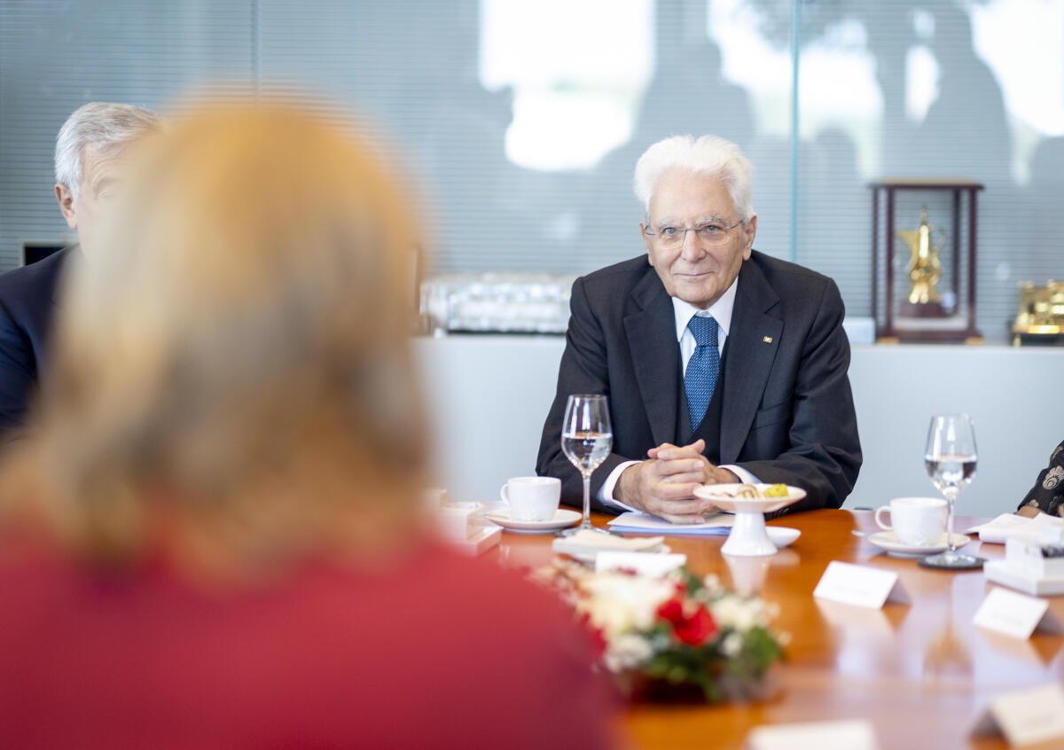 Bundestagspräsidentin Bärbel Bas, SPD, MdB, den Staatspräsidenten der Italienischen Republik, Sergio Mattarella (im Bild), zu einem Gespräch. Bundestagspräsidentin Bärbel Bas, SPD, MdB, den Staatspräsidenten der Italienischen Republik, Sergio Mattarella (im Bild), zu einem Gespräch.