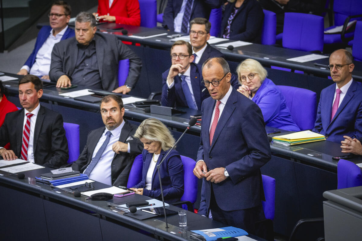 Bundeskanzler Friedrich Merz (CDU) am Mittwoch, 9. Juli 2025, in der Befragung der Bundesregierung. Merz, Friedrich Bundeskanzler Friedrich Merz (CDU) am Mittwoch, 9. Juli 2025, in der Befragung der Bundesregierung.