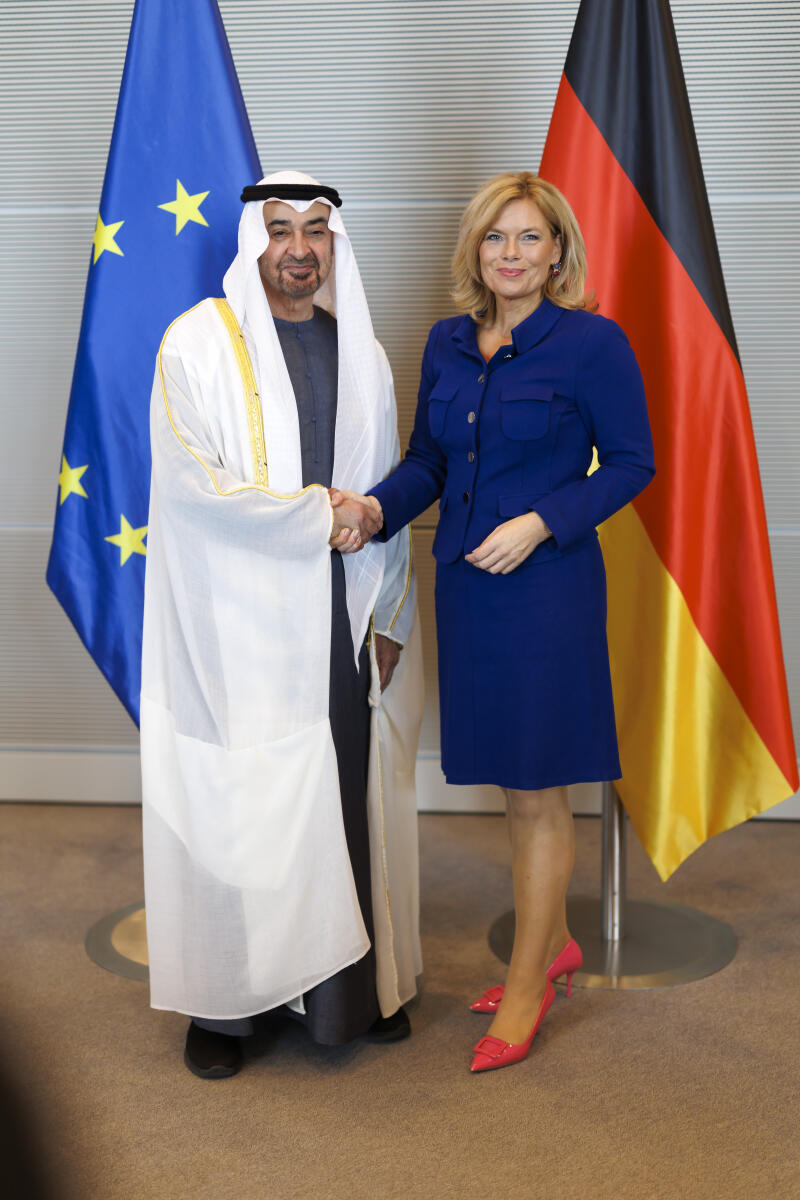 Klöckner, Julia Bundestagspräsidentin Julia Klöckner (r), CDU/CSU, MdB, empfängt Scheich Mohammed bin Zayed Al Nahyan (l), Staatspräsident der Vereinigten Arabischen Emirate, zu einem Gespräch.