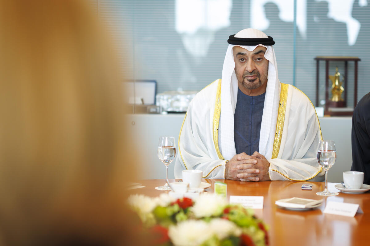  Bundestagspräsidentin Julia Klöckner, CDU/CSU, MdB, empfängt Scheich Mohammed bin Zayed Al Nahyan (im Bild), Staatspräsident der Vereinigten Arabischen Emirate, zu einem Gespräch.